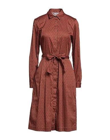 Rust Plain weave Midi dress