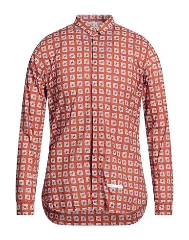 Rust Plain weave Patterned shirt