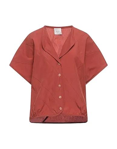 Rust Plain weave Solid color shirts & blouses