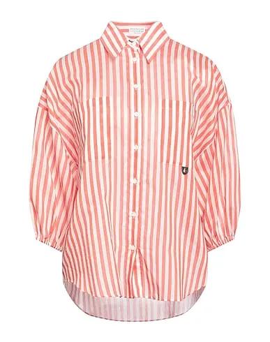 Rust Plain weave Striped shirt