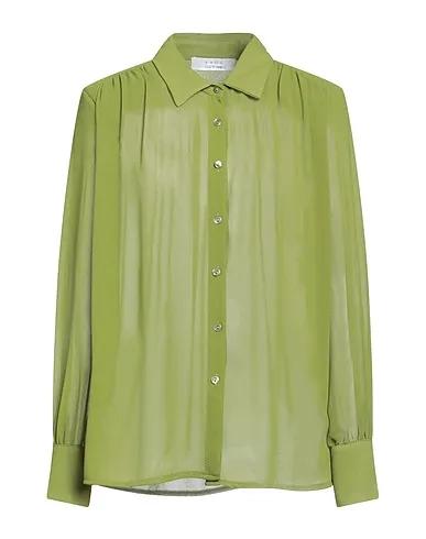 Sage green Crêpe Solid color shirts & blouses