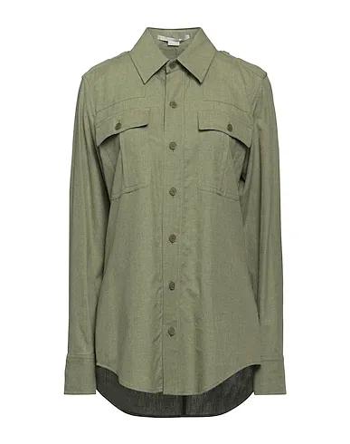 Sage green Flannel Solid color shirts & blouses