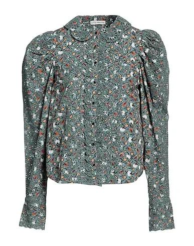 Sage green Lace Floral shirts & blouses