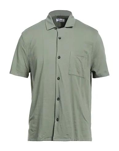 Sage green Piqué Solid color shirt