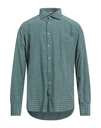 Sage green Plain weave Checked shirt