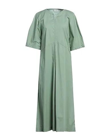 Sage green Plain weave Midi dress