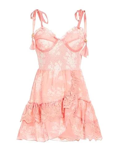 Salmon pink Lace Short dress