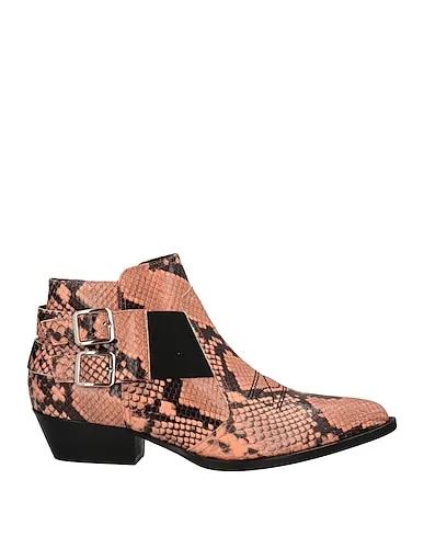Salmon pink Leather Ankle boot