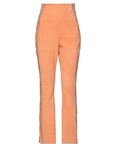 Salmon pink Leather Casual pants