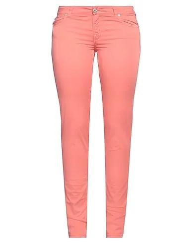 Salmon pink Plain weave Casual pants