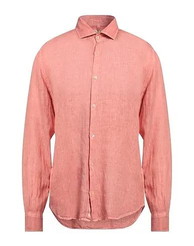 Salmon pink Plain weave Linen shirt