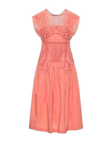 Salmon pink Plain weave Midi dress