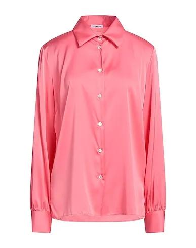 Salmon pink Satin Solid color shirts & blouses