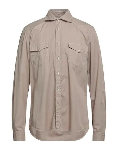 Sand Cotton twill Solid color shirt