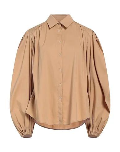 Sand Poplin Solid color shirts & blouses