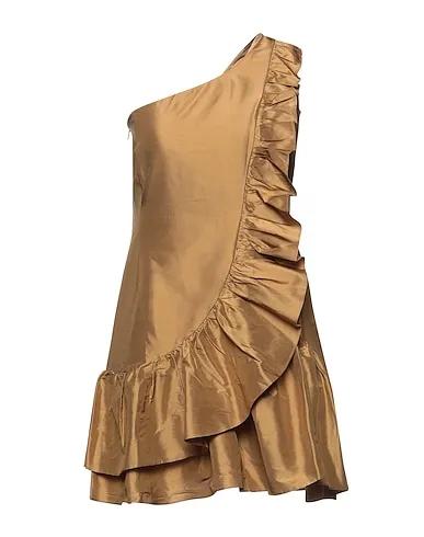Sand Silk shantung One-shoulder dress
