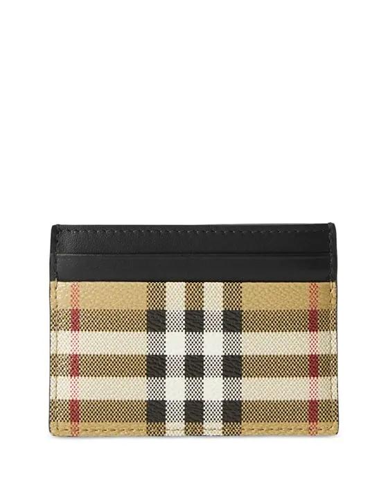 Sandon Check & Leather Card Case  