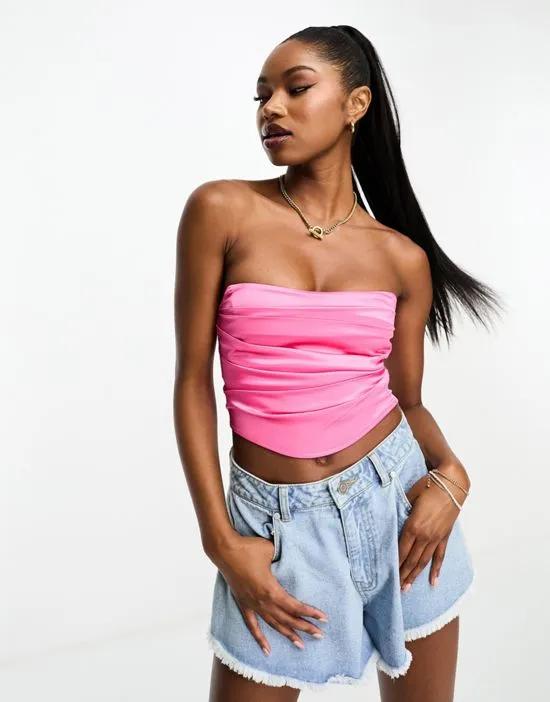 satin corset top in pink