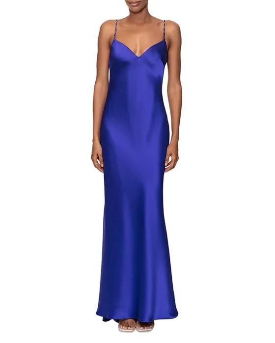 Satin Cowl Open Back Gown - 100% Exclusive