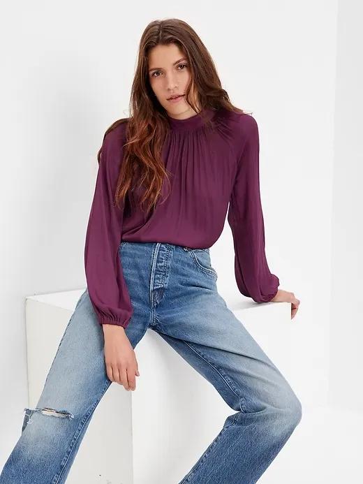 Satin Mockneck Top