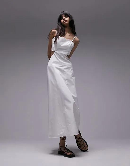 scallop edge midi dress in ivory