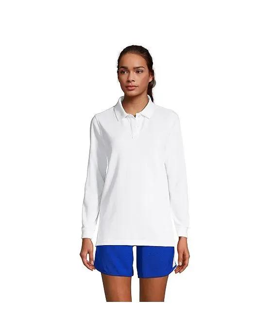 School Uniform Women's Long Sleeve Mesh Polo Shirt