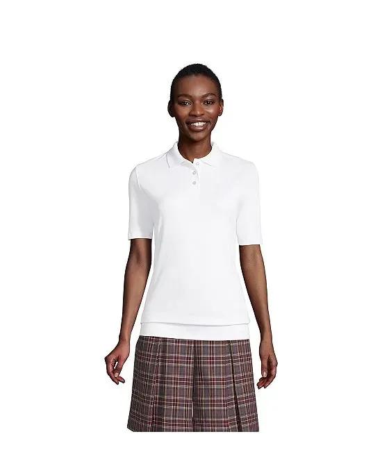 School Uniform Women's Short Sleeve Banded Bottom Polo Shirt