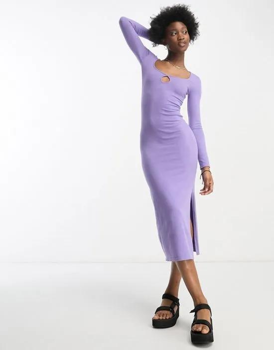 scoop neck keyhole detail knitted maxi dress in lavender