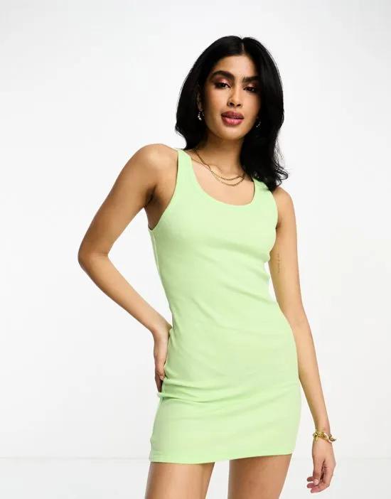 scoop neck ribbed mini dress in lime