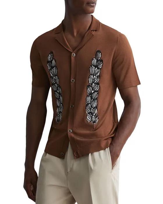 Script Embroidered Cuban Shirt