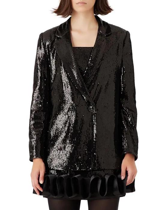 Sequin Double Breasted Blazer