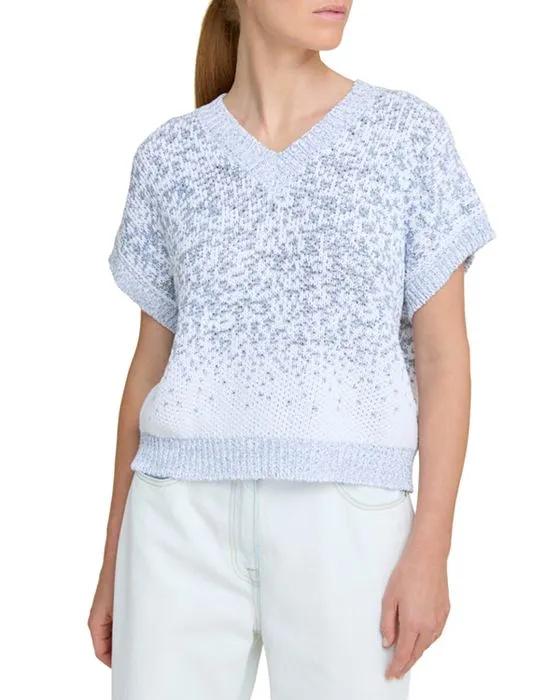 Sequin Ombré Short Sleeve Sweater