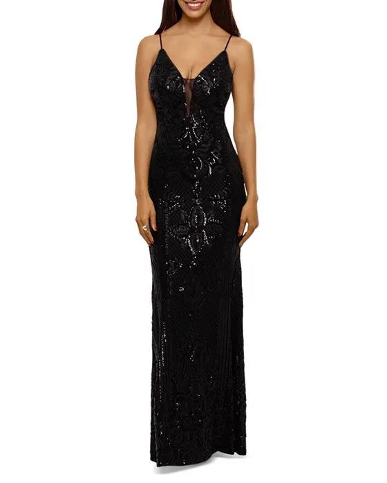 Sequined Long Gown - 100% Exclusive