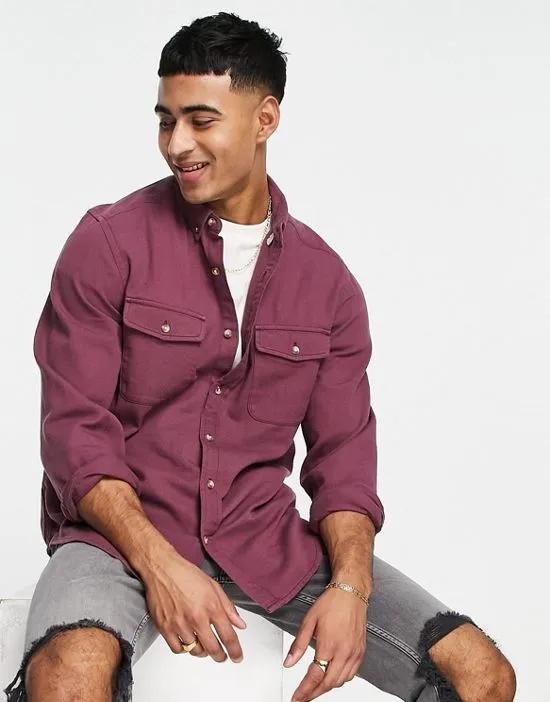 shacket with double pockets in grape