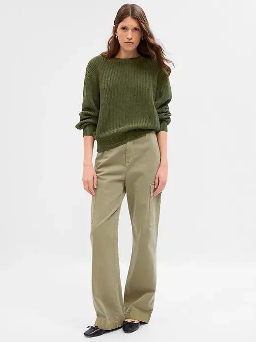 Shaker-Stitch Crewneck Sweater