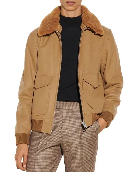 Shearling-Collar Aviator Jacket