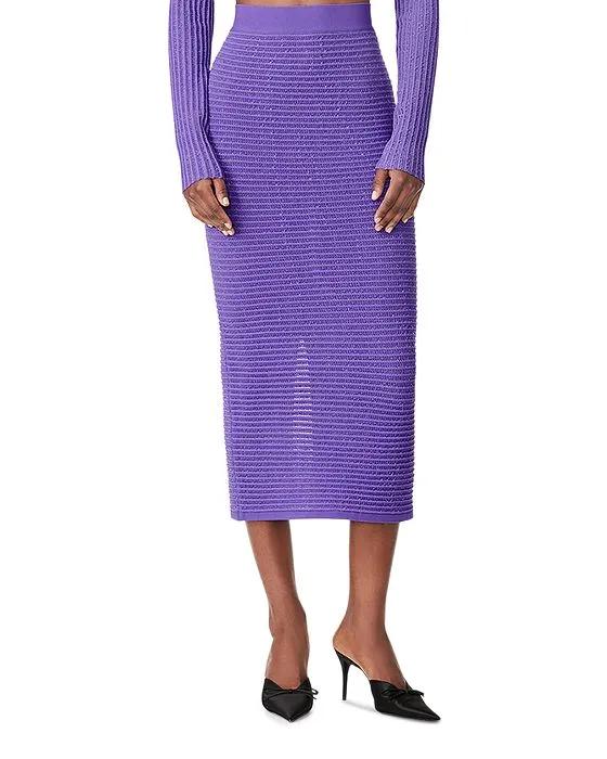 Sheer Striped Midi Skirt