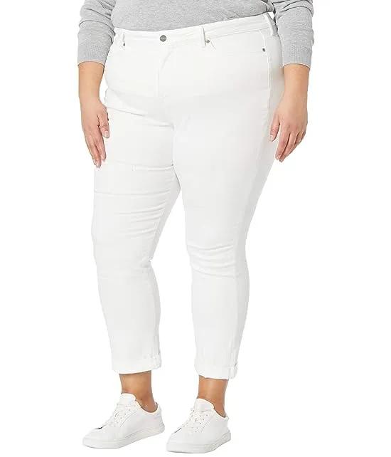 Sheri Slim Ankle Jeans with Roll Cuff in Optic White