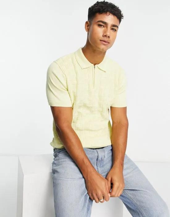 short sleeve basketweave polo in yellow