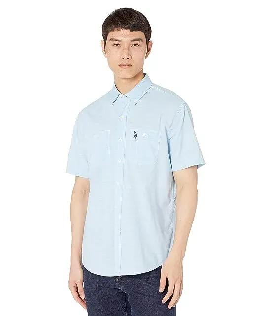Short Sleeve EOE Slub Two-Pocket Woven Shirt-ZW
