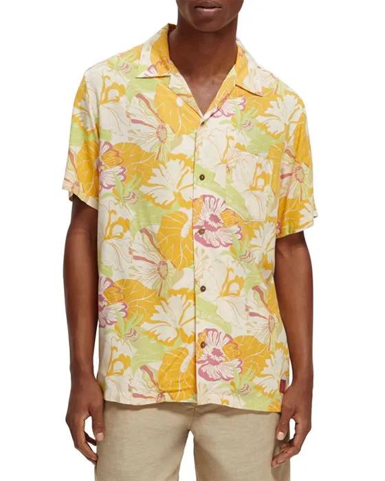 Short-Sleeve Palm Print Shirt