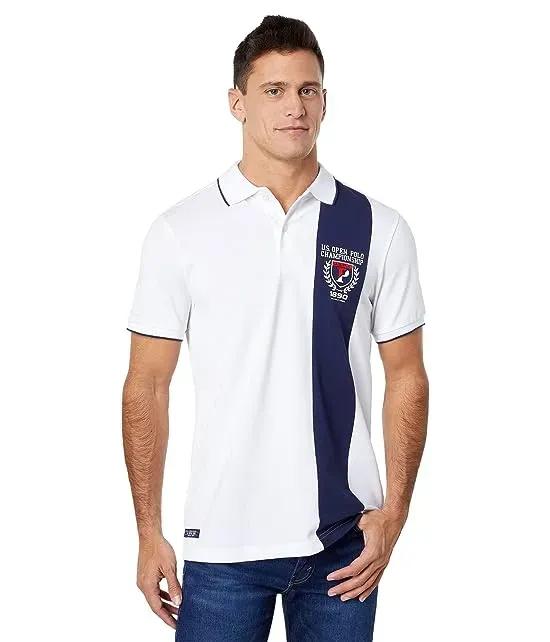 Short Sleeve Slim Fit Vertical Pieced Pique Polo