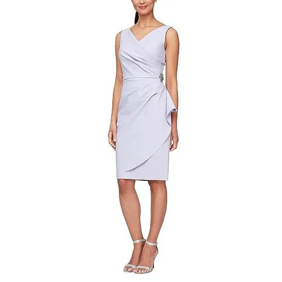 Short Slimming Dress with Side Ruched Skirt