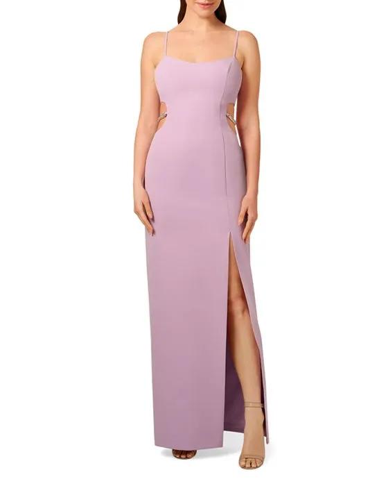 Side Slit Crepe Gown 