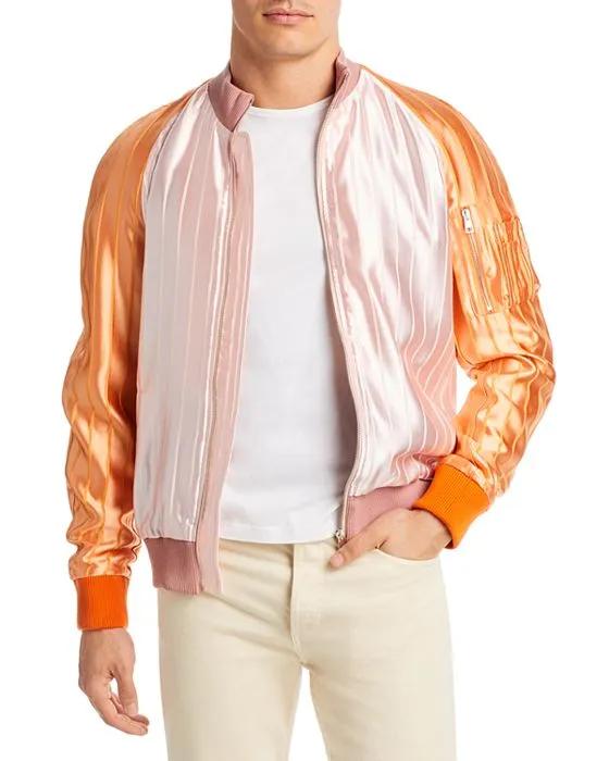 Silk & Wool Satin Bomber Jacket  