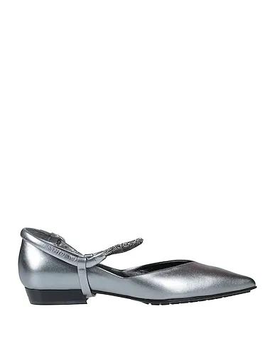 Silver Leather Ballet flats