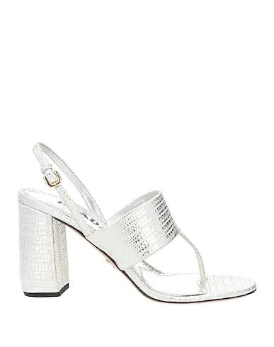 Silver Leather Flip flops