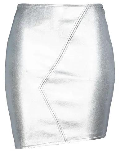 Silver Leather Mini skirt