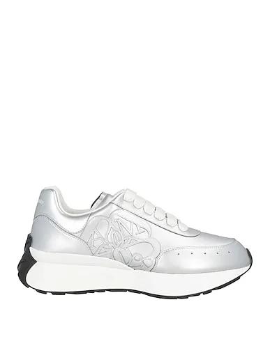 Silver Leather Sneakers