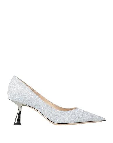 Silver Plain weave Pump